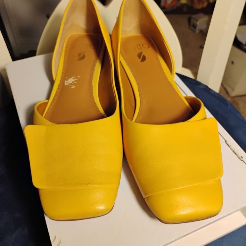 Franco Sarto Yellow Leather Square Toe Flats 8.5M - Picture 5 of 8